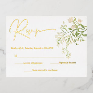 Flores silvestres de flores blancas tarjetas RSVP