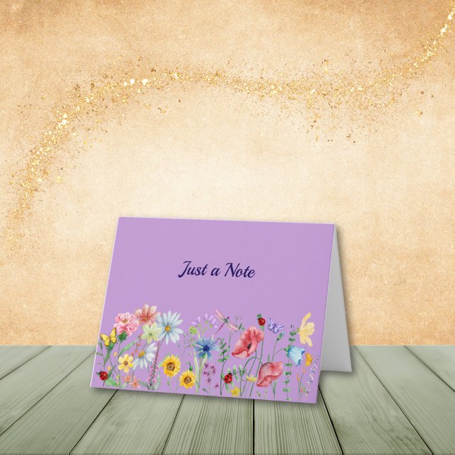 Flores silvestres de lavanda en las tarjetas de no (Personalize to add name or initials. Customize to change text, color, or style.)