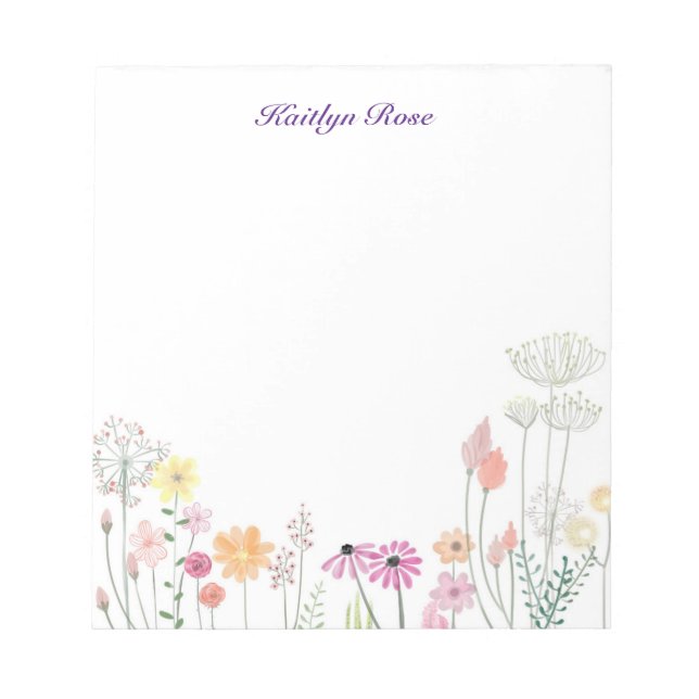 Flores silvestres de primavera | Bloc de notas flo (Frente)