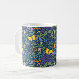 Flores silvestres de Voysey, tazas de café azul os
