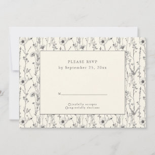 Flores silvestres delgadas tarjeta RSVP sin soldad