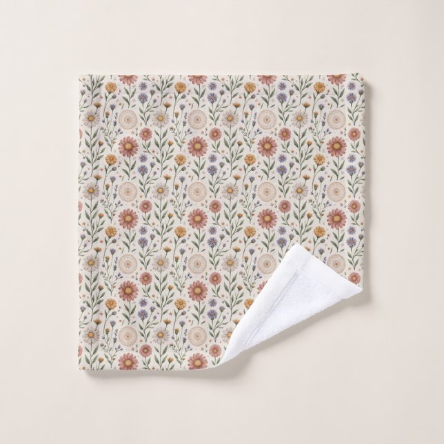 Flores silvestres dibujadas a mano con estilo patc (Toallita)