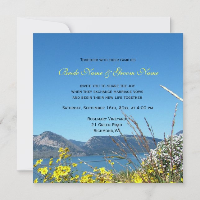 Flores silvestres e invitaciones a bodas en lagos (Anverso)