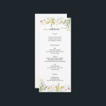 Flores silvestres elegante Tarjeta de menú monogra<br><div class="desc">Elegante menú floral Boda,  con nombres de pareja en la parte trasera.</div>