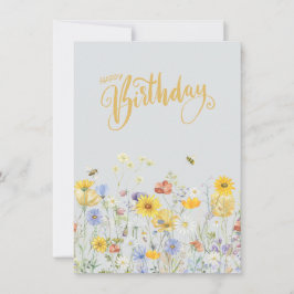 Flores silvestres en flor tarjeta de cumpleaños fe