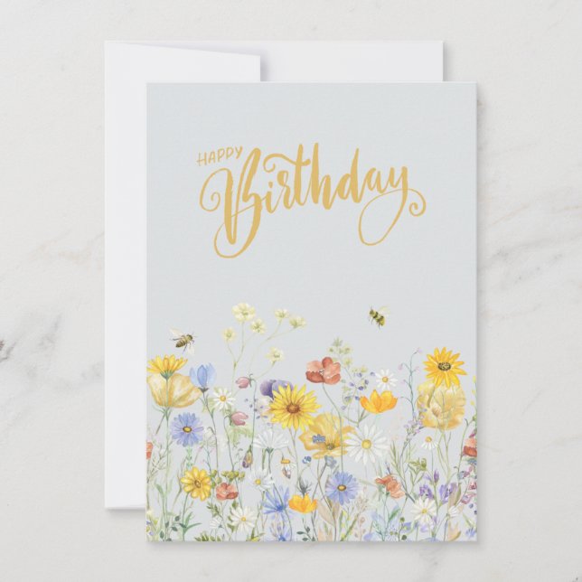 Flores silvestres en flor tarjeta de cumpleaños fe (Anverso)