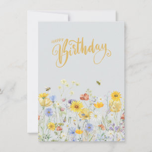 Flores silvestres en flor tarjeta de cumpleaños fe