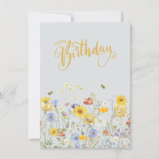 Flores silvestres en flor tarjeta de cumpleaños fe