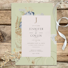 Flores silvestres en la invitación a la boda de un