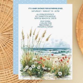 Flores silvestres en la invitación Baby Shower a l