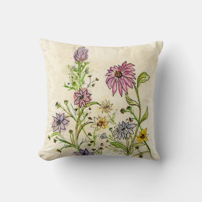 Flores silvestres en un Cojín decorativo (Anverso)