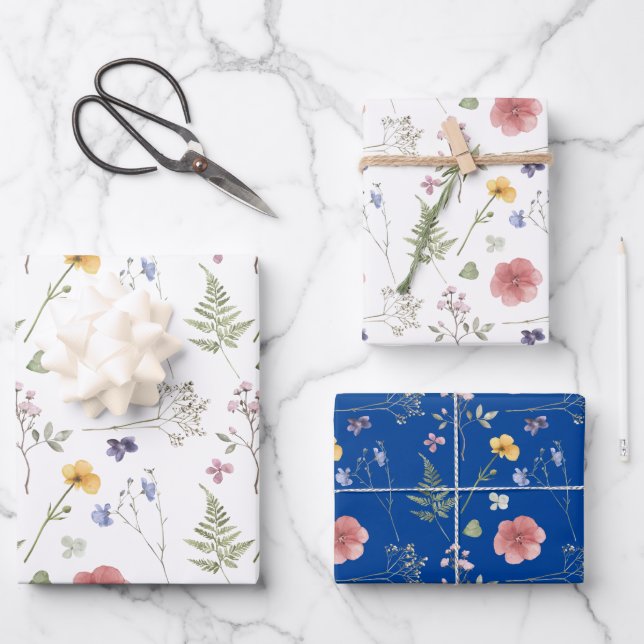 Flores silvestres envuelto de papel de hoja plana  (Anverso)