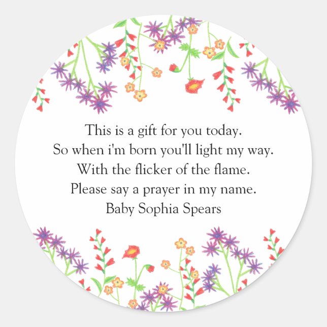 Flores silvestres - Etiqueta de velas de oración (Anverso)