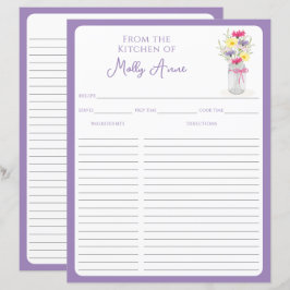 Flores silvestres frasco de Mason morado hojas de 