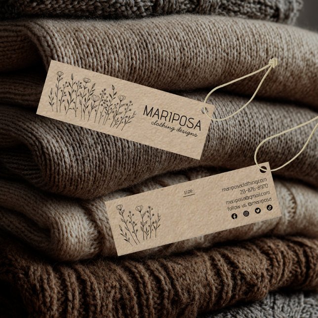 Flores silvestres Iconos sociales KRAFT Etiqueta d (Wildflowers Social Icons KRAFT Custom Size Hang Tag
)