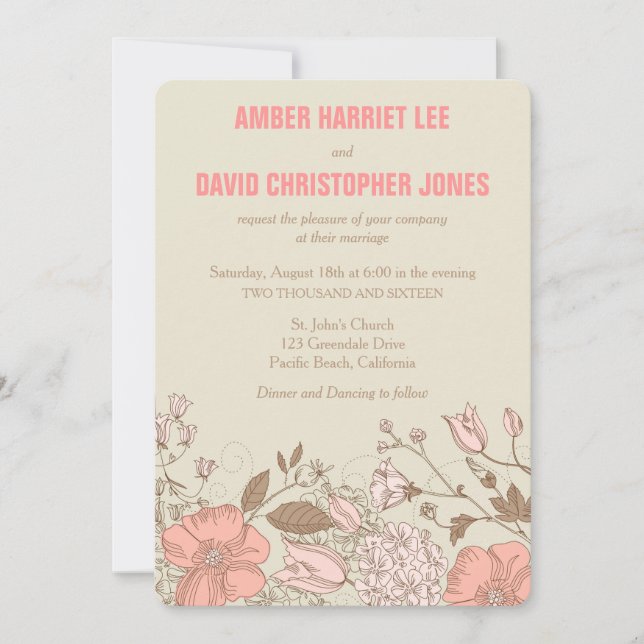 Flores silvestres - Invitación a la boda (Anverso)
