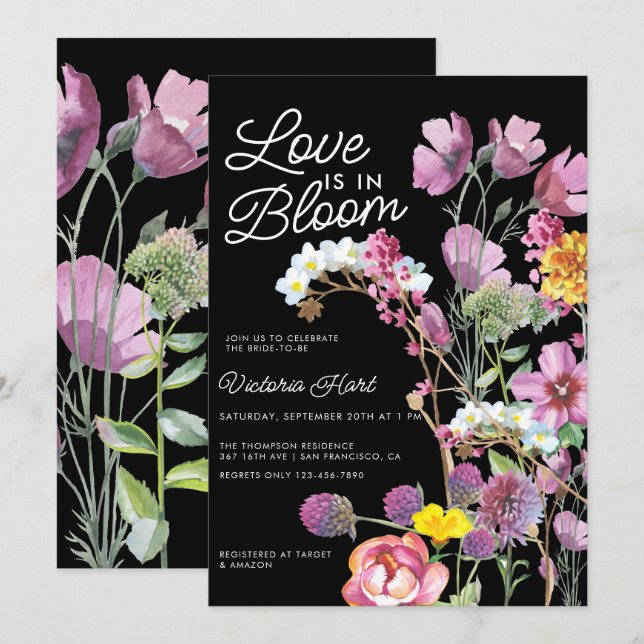 Flores silvestres | Invitación a la ducha nupcial (Anverso / Reverso)