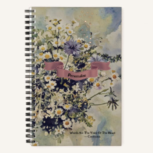 Flores silvestres Meadow Cita Confucio Diario Rosa