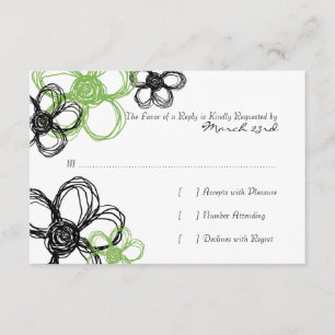 Flores silvestres negras y verdes casan RSVP