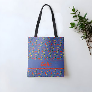 Flores silvestres patrón amapola bolsa azul de tet