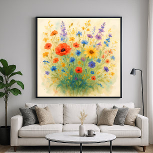 Flores silvestres pradera - Arte estilo pintura ac