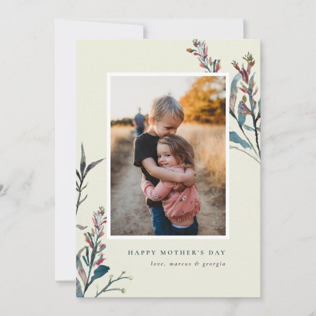 Flores silvestres presionadas tarjeta del día de l (Anverso)