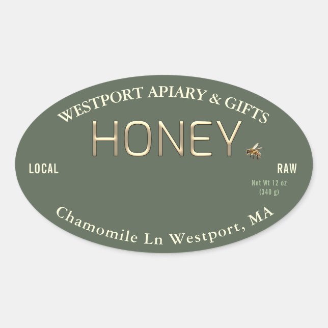 Flores silvestres Raw Etiqueta de miel local Abeja (Anverso)