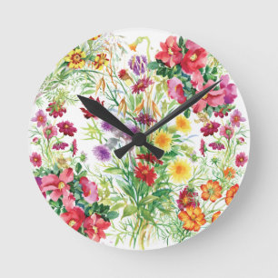 Flores silvestres Reloj de pared acrílico, redondo