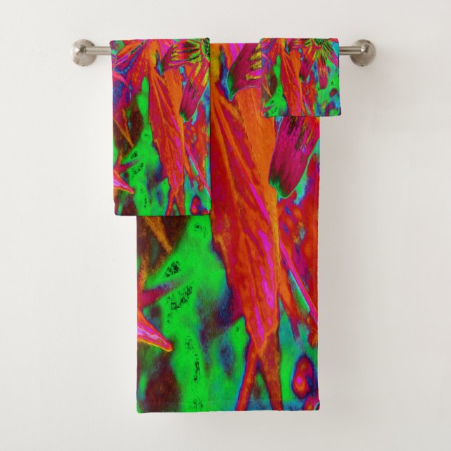 Flores silvestres rojas y verdes psicodélicas Groo (In situ)