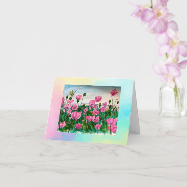 Flores silvestres rosadas dobladas Tarjeta de feli (Orquídea)