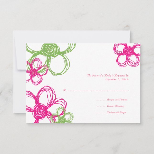 Flores silvestres rosas y verdes - RSVP (Anverso)