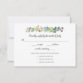 Flores silvestres RSVP con tarjeta de respuesta de