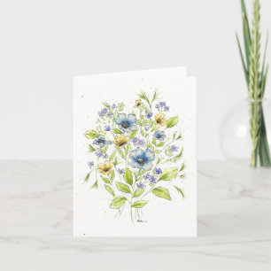 Flores silvestres tarjetas de notas acuosas