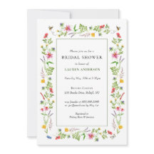 Flores silvestres y abejas Invitación a la ducha d