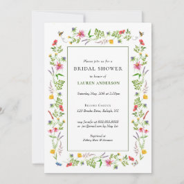 Flores silvestres y abejas Invitación a la ducha d