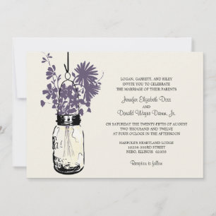 Flores silvestres y invitaciones a la boda de masa
