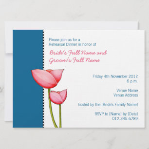 Flores simples azul 2 Invitación a la cena de ensa