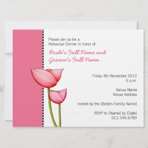 Flores simples color rosa 2 Invitación a la cena d