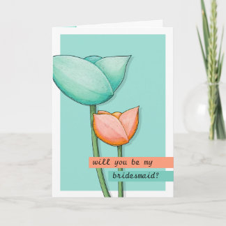 Flores simples naranja verde azulada sé mi tarjeta