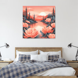Flores sobre arte de Peach Coral AI