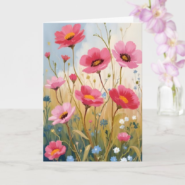 Flores Sonrojadas | Tarjeta Floral de Pradera de F (Orquídea)