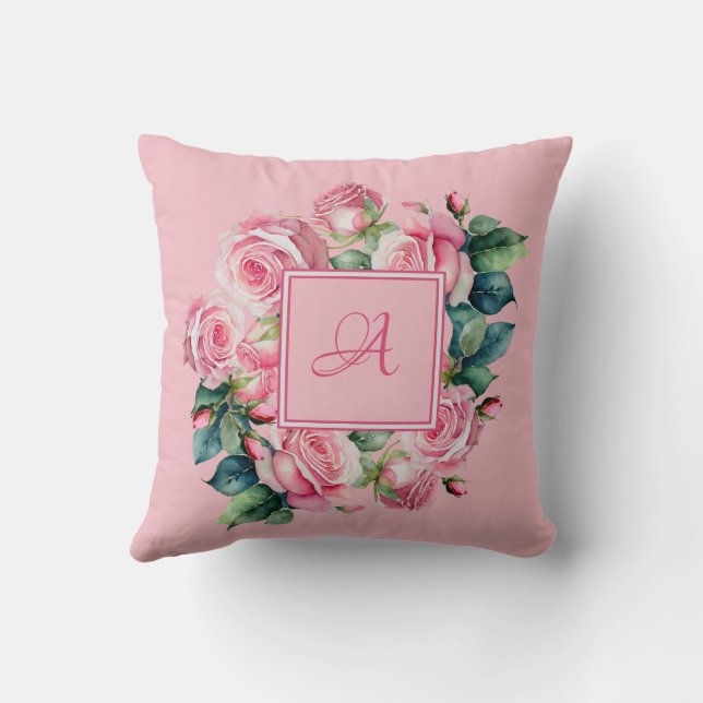 Flores sonrojadas: una almohada decorativa floral  (Reverso)