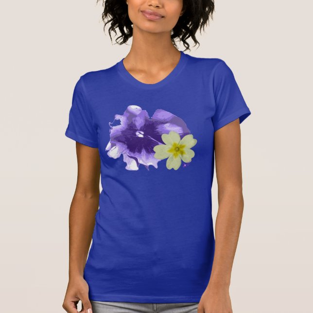 Flores suaves moradas y amarillas camiseta fina de (Anverso)