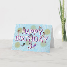 Flores: tarjeta de 3 cumpleaños