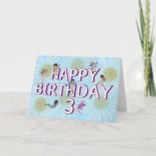 Flores: tarjeta de 3 cumpleaños
