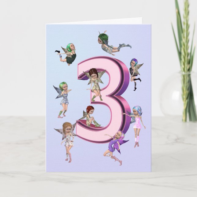 Flores: tarjeta de 3 cumpleaños (Anverso)