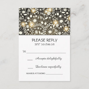 Flores tarjetas RSVP de boda rústica marrón amaril