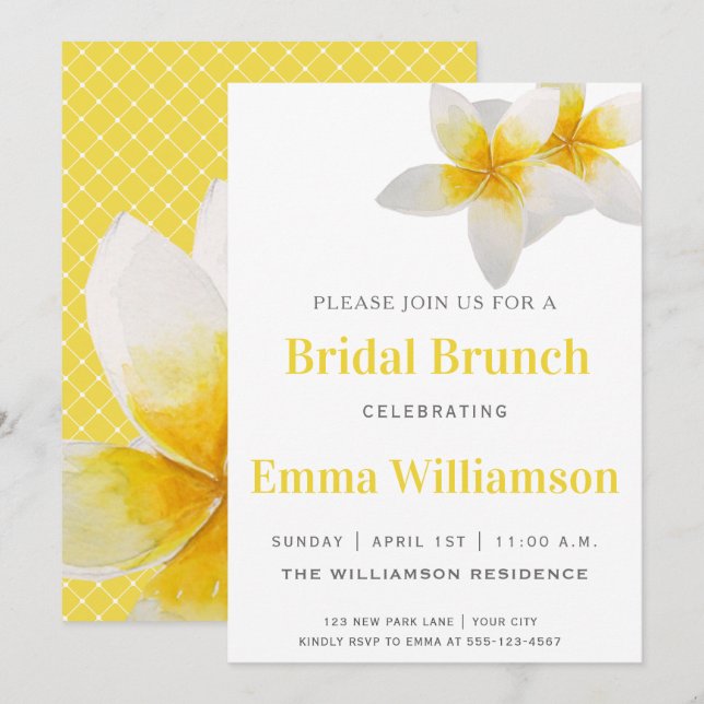 Flores tropicales amarillas | Invitación a Brunch  (Anverso / Reverso)