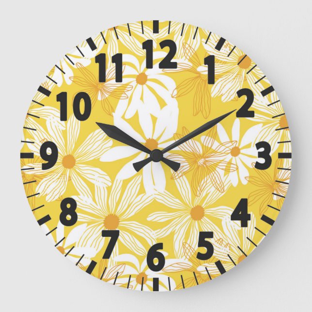 Flores tropicales amarillas reloj grande (Anverso)