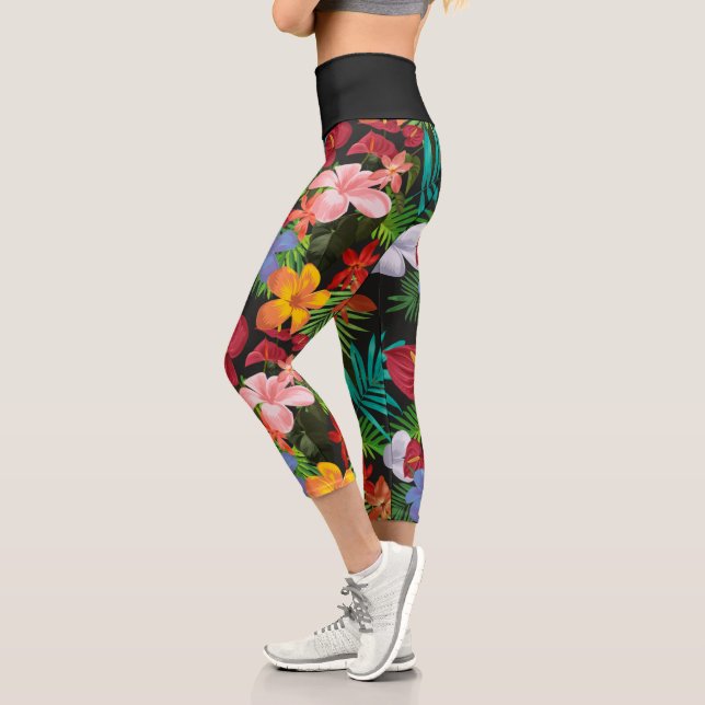 Flores tropicales de Aloha Leggings Capri (Izquierda)